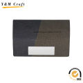 Portatarjetas personalizado de cuero genuino de acero inoxidable (M05051)